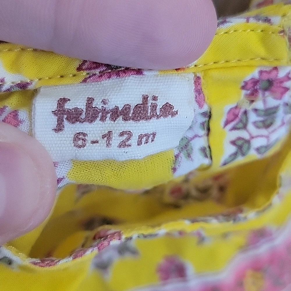 Girls‎ Fabindia yellow and pink cotton dress 6-12 month